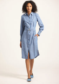 Veronica Belted Shirt Dress - Cezanne Blue Stripe