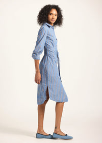Veronica Belted Shirt Dress - Cezanne Blue Stripe