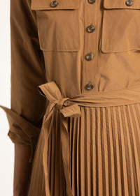 Kenza Pleated Midi Dress - Dark Mocha