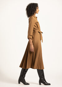 Kenza Pleated Midi Dress - Dark Mocha