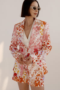 Irina Floral Printed Stretch Linen Blazer - Rose Multi