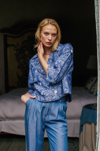 Elijah Cropped Trench Jacket - Indigo