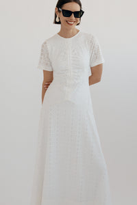 Olympia Ruched Front Maxi Dress - White