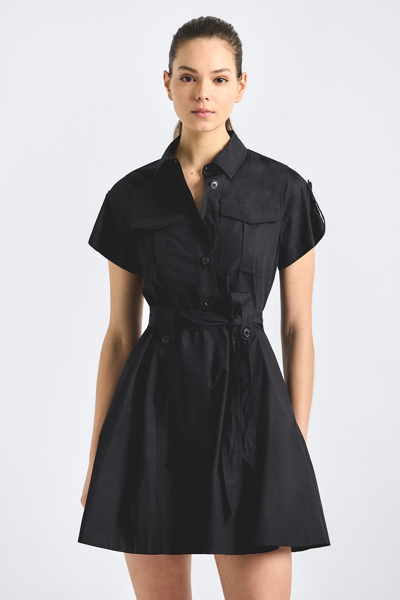 Azora Shirt Dress - Black – Derek Lam