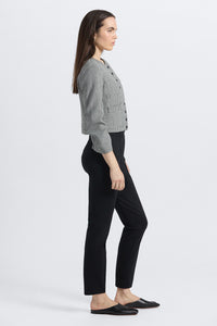 Black pant paired with a houndstooth Jacket