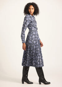 Kenza Pleated Midi Dress - Batik Navy Floral