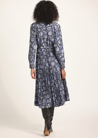 Kenza Pleated Midi Dress - Batik Navy Floral