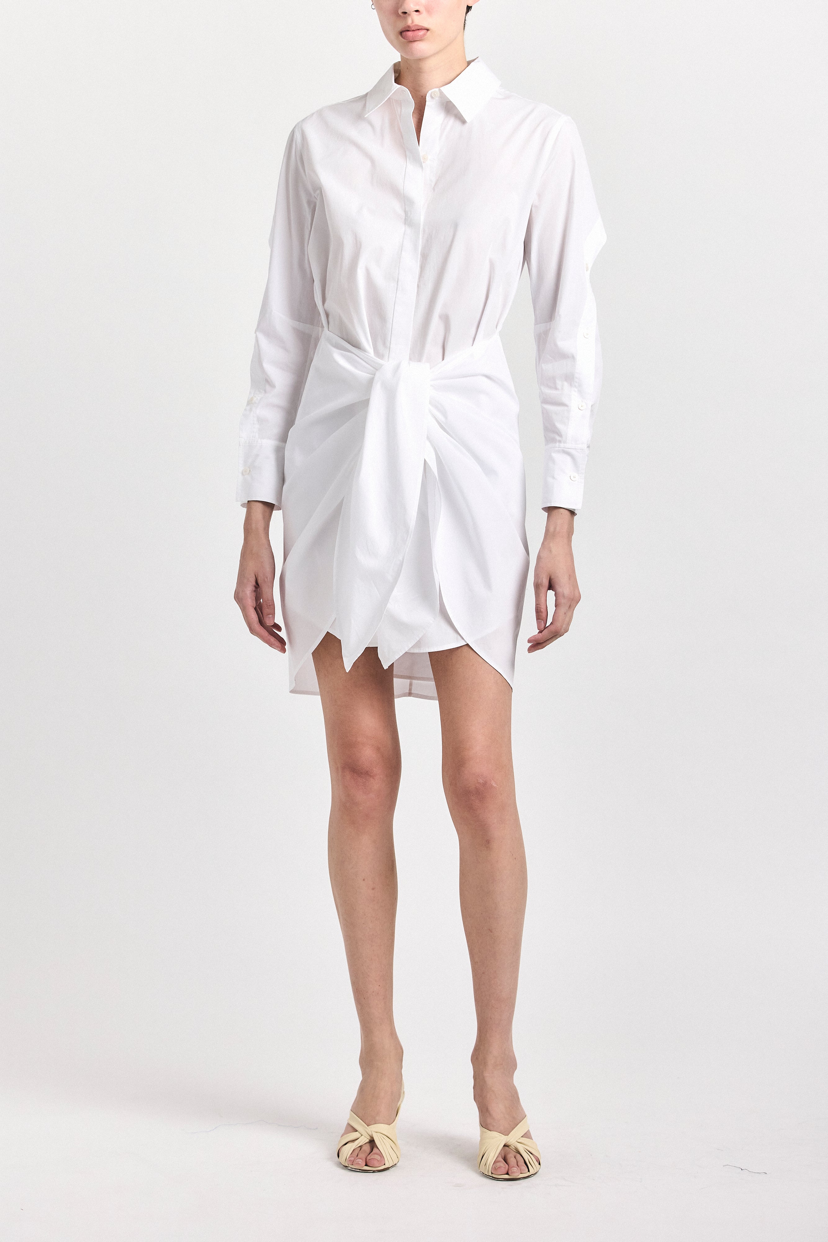 Charlotte Tie Waist Shirt Dress - White – Derek Lam