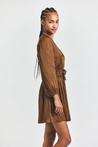 Calanthe Long Sleeve Dress - Dark Mocha