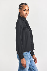 Valentine Neck Tie Blouse - Black
