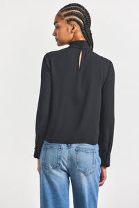 Valentine Neck Tie Blouse - Black