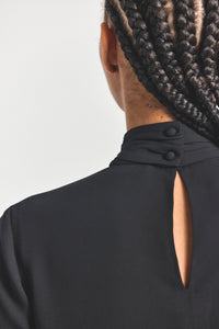 Valentine Neck Tie Blouse - Black