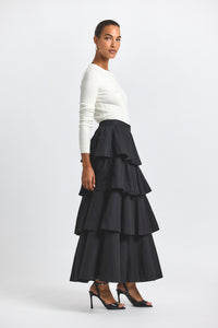 Perla Cotton Poly Tiered Ruffle Skirt
