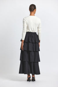 Perla Cotton Poly Tiered Ruffle Skirt