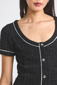 Ciara Galaxy Tweed Short Sleeve Dress
