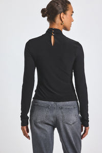 Krini Wrap Long Sleeve Neck Matte Jersey Top