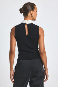 Calista Mixed Media Tie Neck Sweater