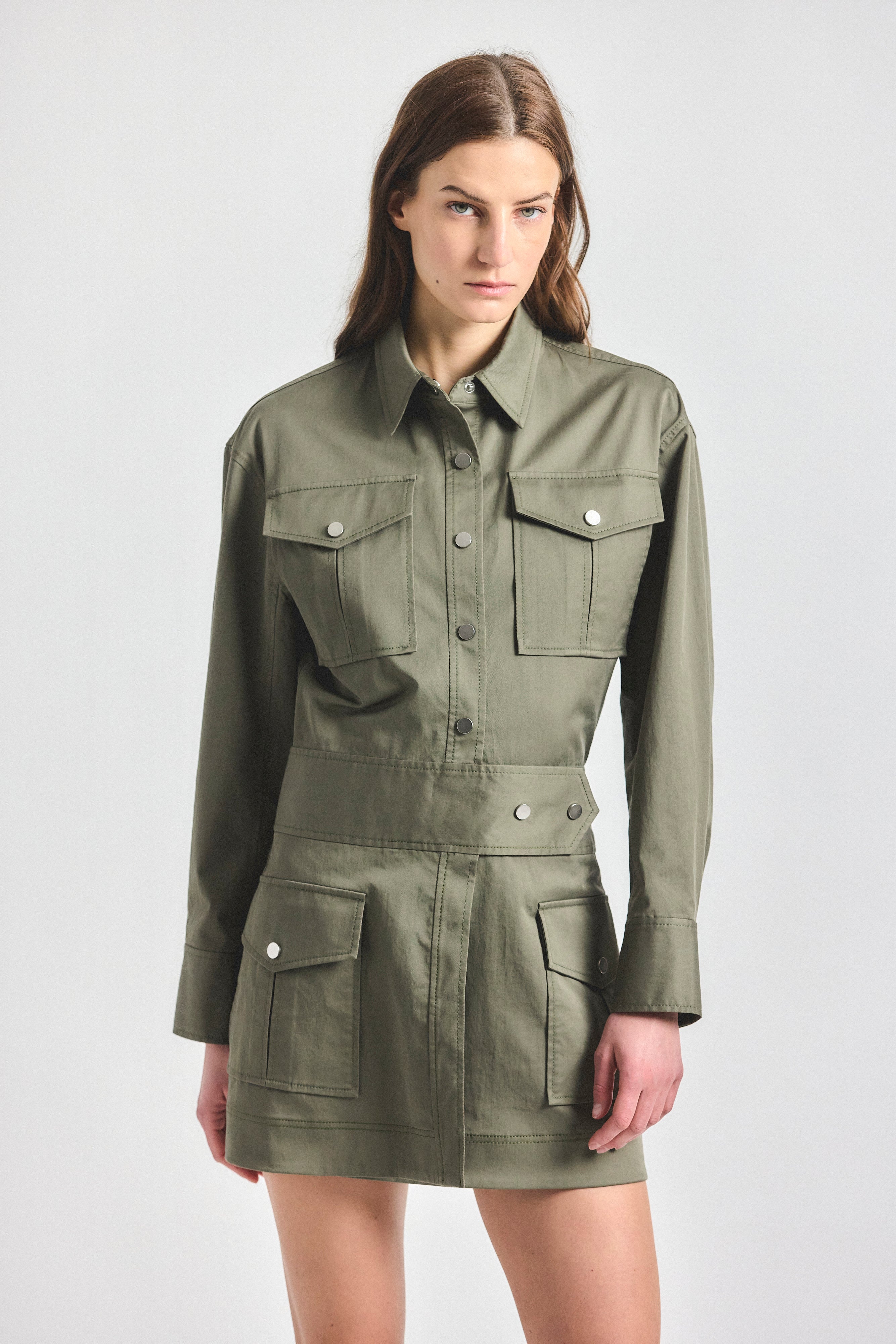 Brady Utility Dress - Dusty Olive – Derek Lam