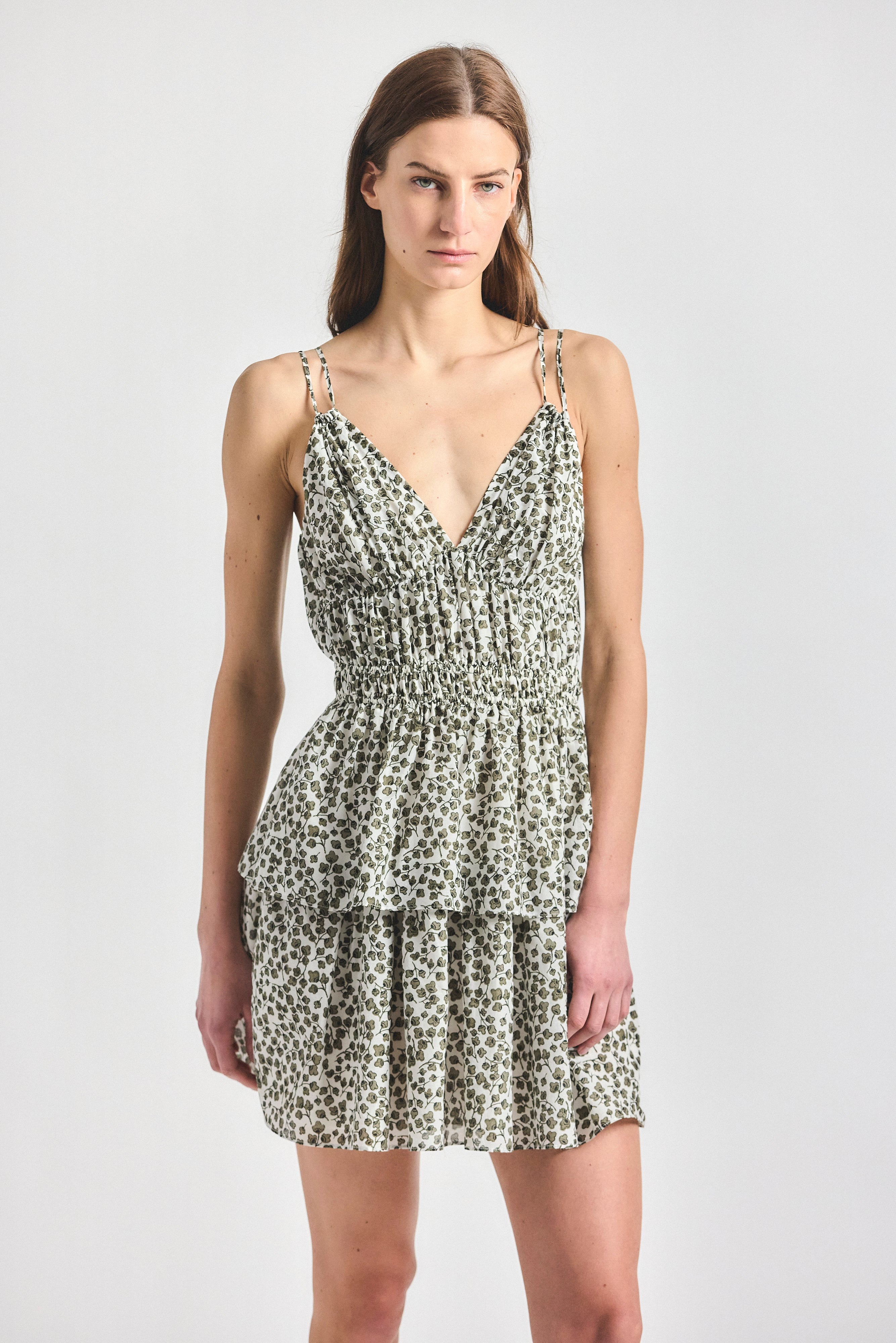 Theodore Layered Mini Dress - Marshmallow/Mermaid – Derek Lam