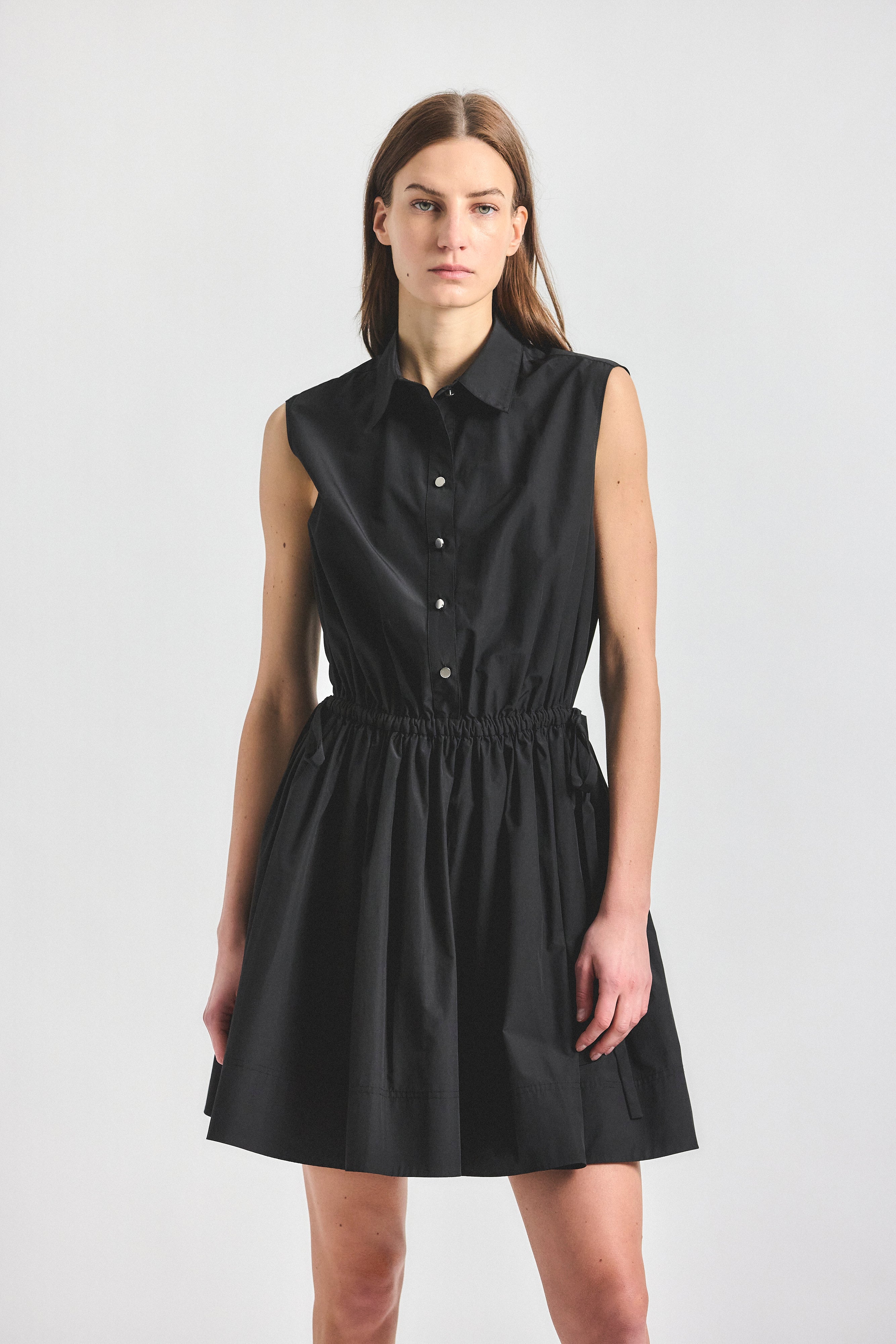 Tristan Shirt Dress - Black – Derek Lam