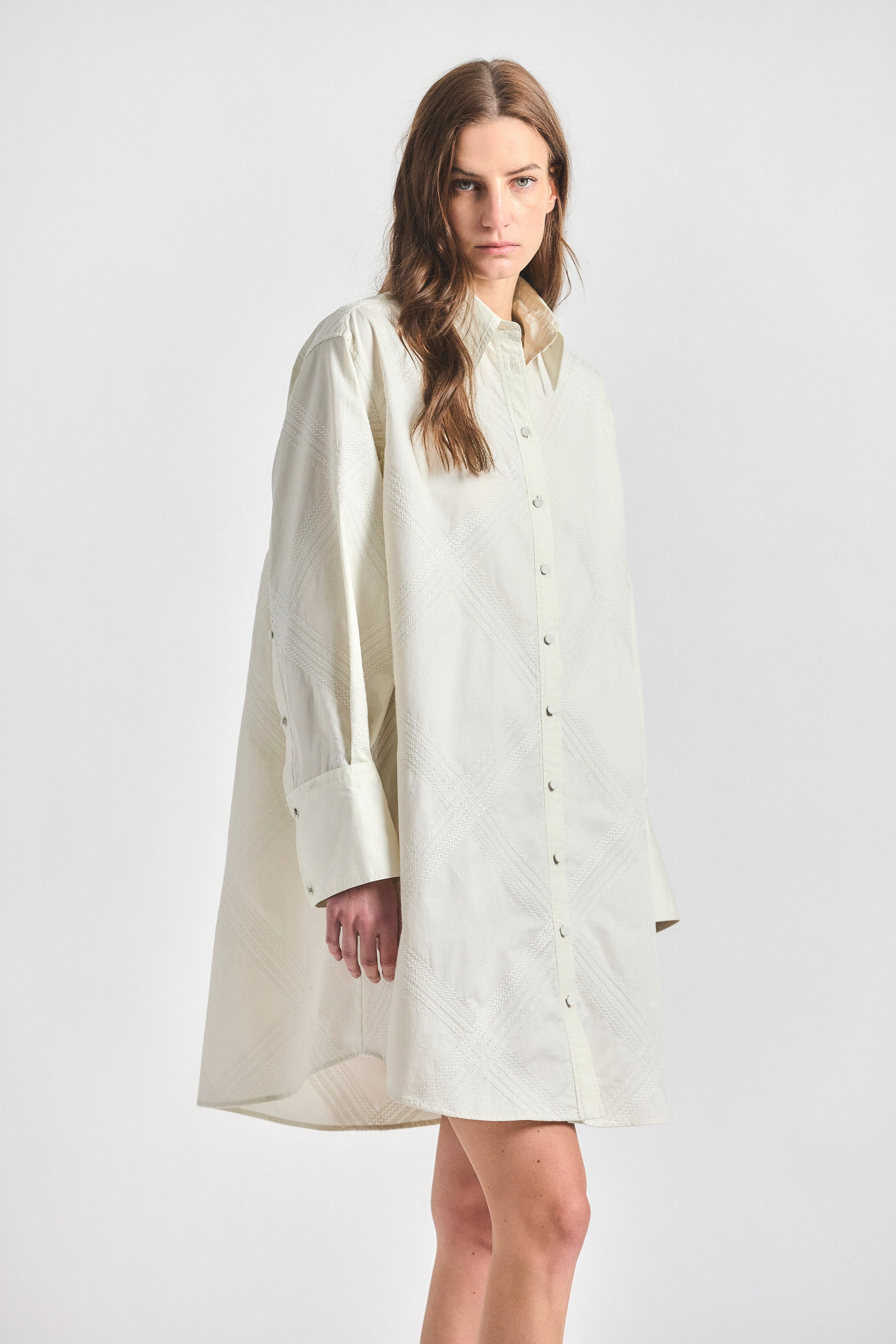 Piper Shirt Dress - Bone/Bone – Derek Lam