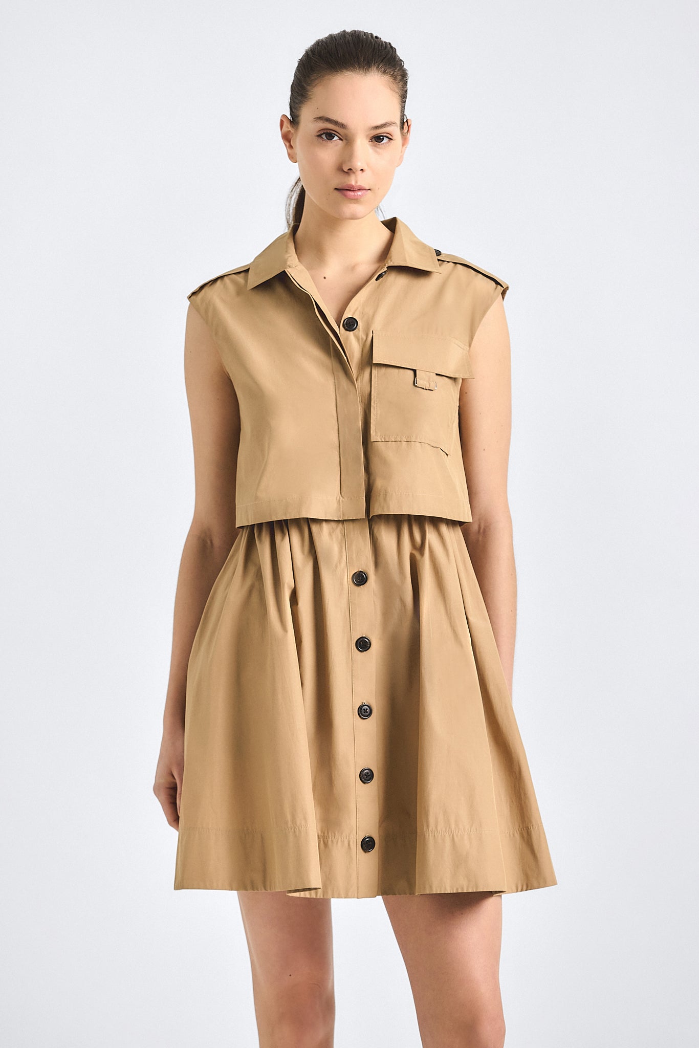 Sequoia Button Down Dress - Camel – Derek Lam