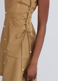 Amber Green Serena Lace Up Shirt Dress | Women's Dress by Derek Lam 10 Crosby