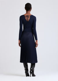 Navy Anika Wrap Pleated Sweater Dress | Women's Dress by Derek Lam 10 Crosby