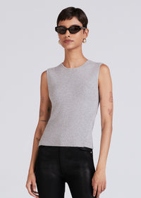 Marl Grey Ariana Muscle Ribbed Sweater Tank | Women's Top by Derek Lam 10 Crosby