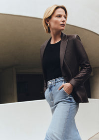 Chocolate Arthur Sigle Breasted Jacket | Women's Jacket by Derek Lam 10 Crosby