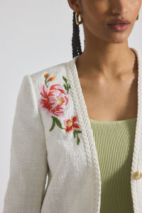 Blanc de Blanc Bayle Embroidered Tweed Jacket | Women's Jackets by Derek Lam 10 Crosby
