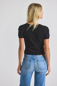 Black Belle Viscose Compact Knit Twist Front Sweater | Women's Top by Derek Lam 10 Crosby