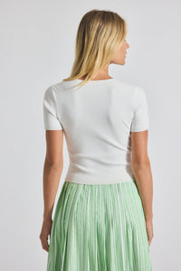 Blanc de Blanc Belle Viscose Compact Knit Twist Front Sweater | Women's Top by Derek Lam 10 Crosby