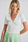 Blanc de Blanc Belle Viscose Compact Knit Twist Front Sweater | Women's Top by Derek Lam 10 Crosby
