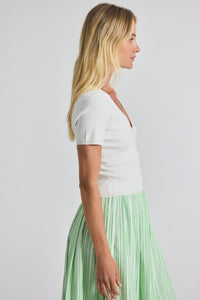 Blanc de Blanc Belle Viscose Compact Knit Twist Front Sweater | Women's Top by Derek Lam 10 Crosby