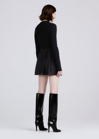 Black Filomena Knit Combo Pleated Mini Dress | Women's Dress by Derek Lam 10 Crosby