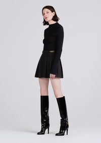 Black Filomena Knit Combo Pleated Mini Dress | Women's Dress by Derek Lam 10 Crosby