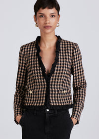 Black-Gold Multi Betti Twisted Ruffle Trim Jacket | Women's Pants by Derek Lam 10 Crosby