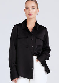 Black Lorena Button Down Blouse | Women's Top by Derek Lam 10 Crosby