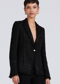 Black-Silver Adelaide Fringe Bias Jacket | Women's Jackets by Derek Lam 10 Crosby