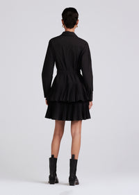 Black Sterling Long Sleeve Pleated Mini Dress | Women's Dress by Derek Lam 10 Crosby