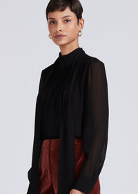 Black Valentine Neck Tie Blouse | Women's Pants by Derek Lam 10 Crosby