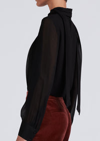 Black Valentine Neck Tie Blouse | Women's Pants by Derek Lam 10 Crosby
