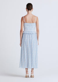 Blue-Ivory Brisha Pleated Cami Dress | Women's Dress by Derek Lam 10 Crosby