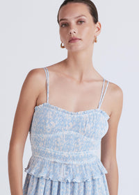 Blue-Ivory Brisha Pleated Cami Dress | Women's Dress by Derek Lam 10 Crosby