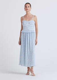 Blue-Ivory Brisha Pleated Cami Dress | Women's Dress by Derek Lam 10 Crosby