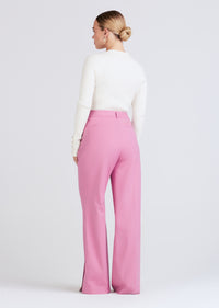 Calypso Pleated Slit Trouser - Dusty Mauve