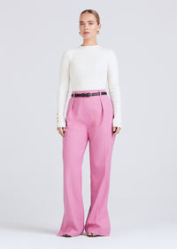 Calypso Pleated Slit Trouser - Dusty Mauve