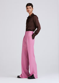 Dusty Mauve Calypso Pleated Slit Trouser | Women's Pants by Derek Lam 10 Crosby