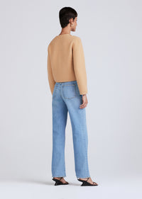 Camel-Gold Keene Diamond Crew Neck Cardigan | Women's Sweater by Derek Lam 10 Crosby